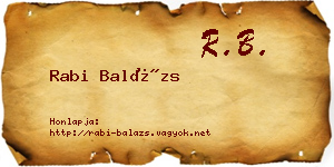 Rabi Balázs névjegykártya